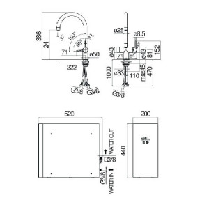 Miscelatore bicomando lavello con sistema frigo-gasatore Sorgente Friz 2