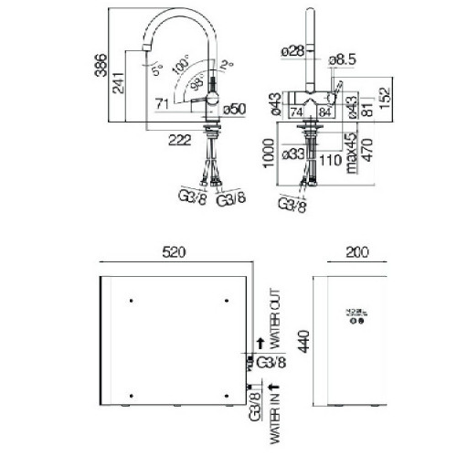 Miscelatore Lavello Frigo-Gasatore Sorgente Frizza Inox - Nobili