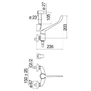 Miscelatore vasca esterno con set doccia New Road cromo - Nobili 2