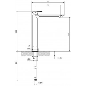 Miscelatore per lavabo alto con scarico click-clack Slope cromo - Teor 2