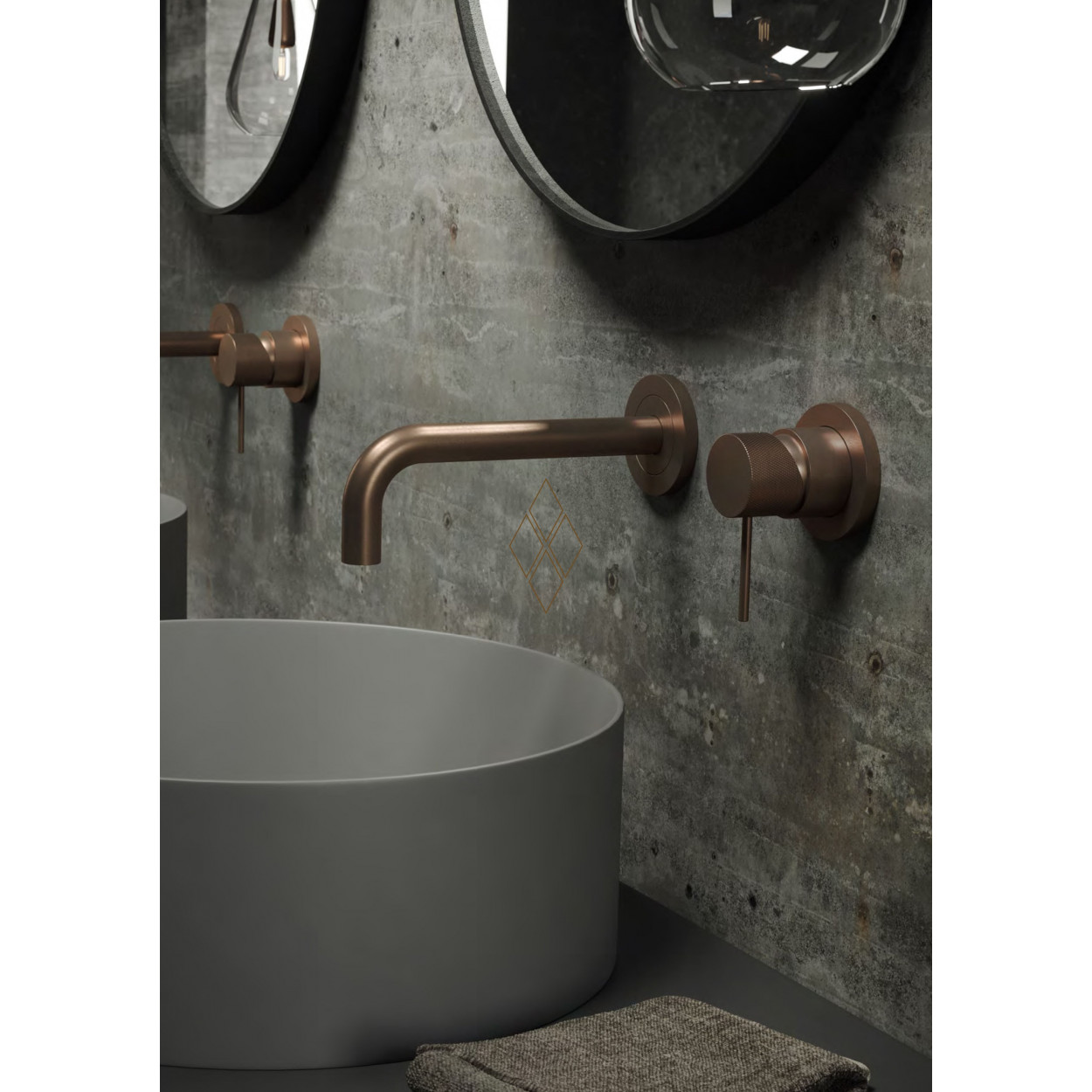 Miscelatore lavabo a parete con scarico click-clac Lab 3.0 bronzo - Te