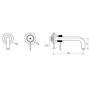 Miscelatore lavabo a parete con scarico click-clac Lab 3.0 bronzo - Te 2