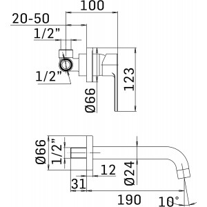 Miscelatore monocomando lavabo a muro Acquachiara cromo - Mamoli 2