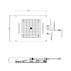 Soffione doccia 4 getti 57x47 cm cromoterapia Dream Multifunction Rgb