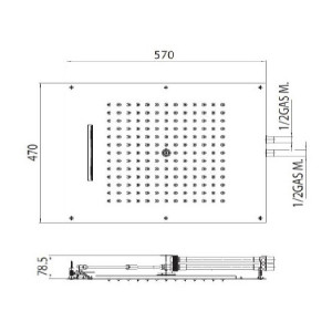 Soffione doccia a 2 getti 57x47 cm Dream Multifunction cromo - Bossini 2