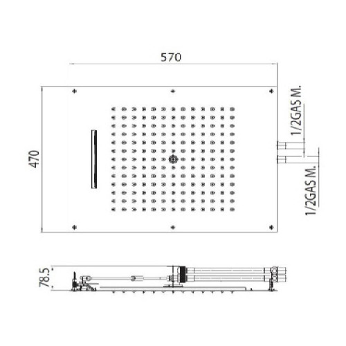Soffione doccia a 2 getti 57x47 cm Dream Multifunction cromo - Bossini