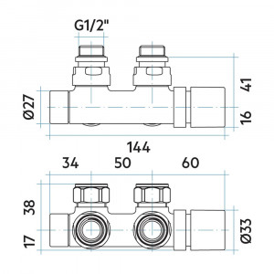 Kit gruppi valvole a squadro passo 50 mm bianco – Irsap 2