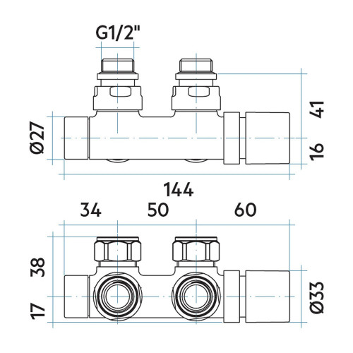 Kit gruppi valvole a squadro passo 50 mm bianco – Irsap