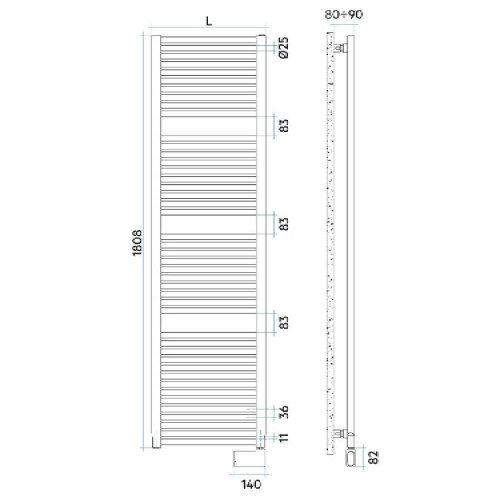 Scaldasavliette elettrico Novo 1808x500 mm bianco – Irsap