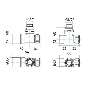 Kit valvole e detentori da 1/2 bianco – Irsap 2