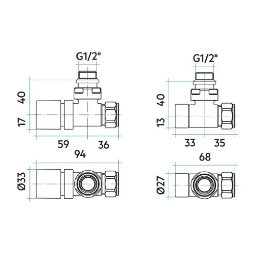 Kit valvole e detentori da 1/2 bianco – Irsap