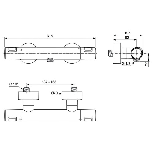 Miscelatore termostatico esterno doccia Ceratherm T25 cromo - Ideal St
