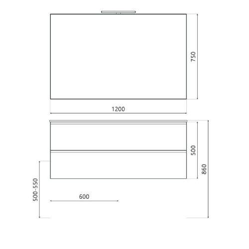 Mobile bagno sospeso House 120x50hx45,5 cm con lavabo a incasso bianco
