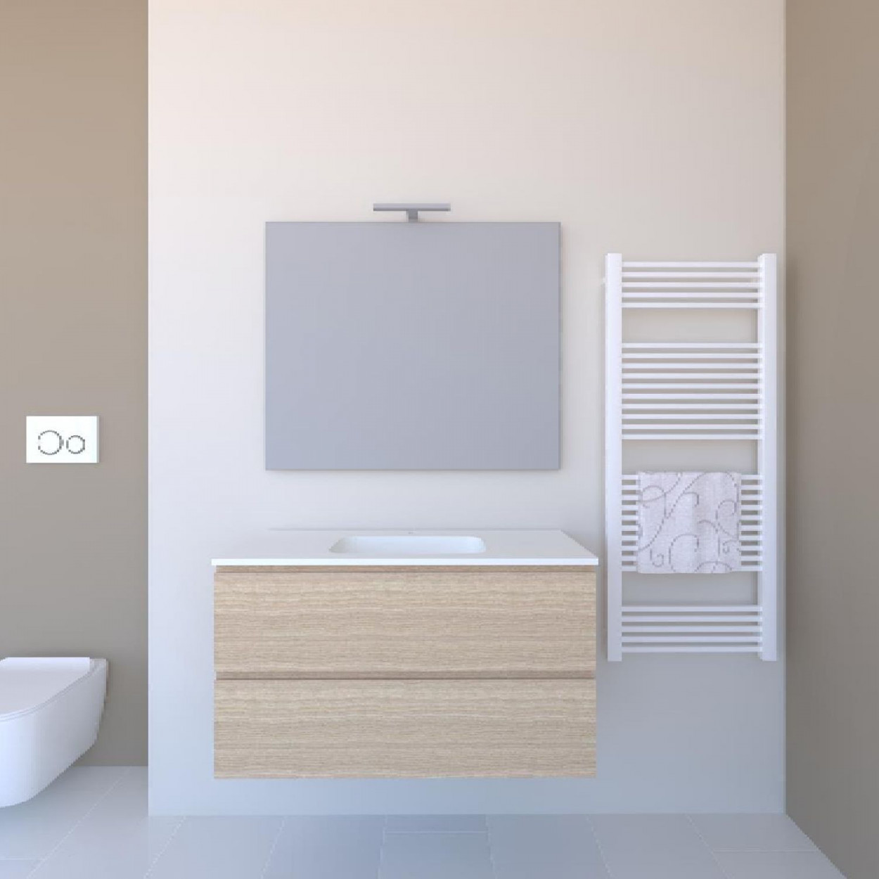 Mobile bagno sospeso House 90x50hx45,5 cm con lavabo a incasso bianco