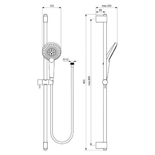 Asta doccia round 90 cm 3 funzioni Idealrain Evo Jet Round - Ideal Sta