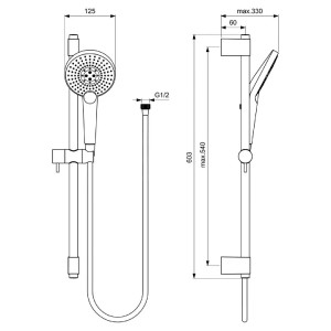 Asta doccia round 60 cm 3 funzioni Idealrain Evo Jet Round cromo - Ide 2