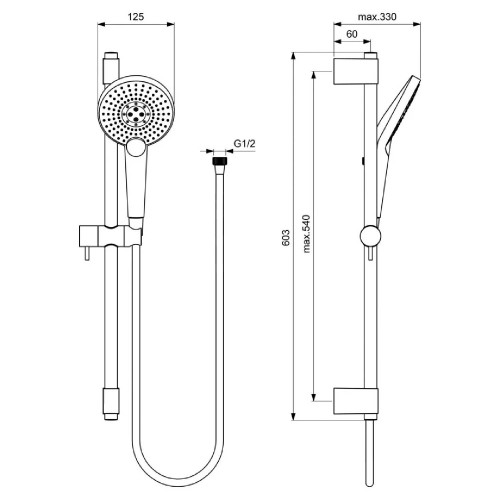 Asta doccia round 60 cm 3 funzioni Idealrain Evo Jet Round cromo - Ide