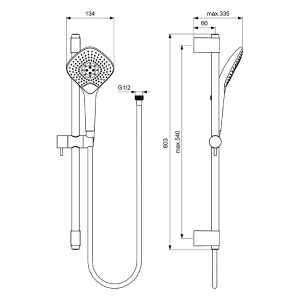 Asta doccia 60 cm Diamond 3 funzioni Idealrain Evo Jet Diamond cromo 2