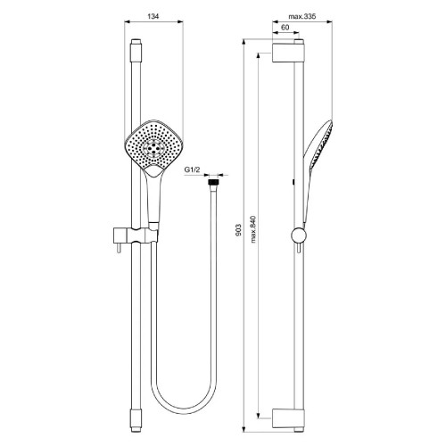 Asta doccia 90 cm Idealrain Evo Jet Diamond cromo | 3 funzioni - Ideal