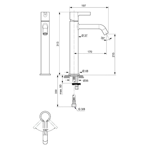 Miscelatore lavabo Joy silver storm - Design moderno Ideal Standard