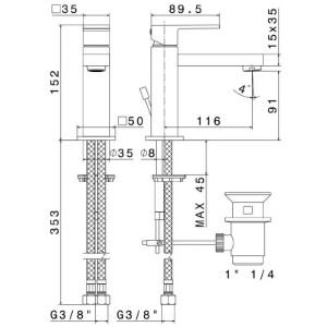 Miscelatore per Lavabo con Scarico Ergo-Q Cromo – Newform 2
