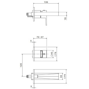 Miscelatore monocomando lavabo a parete senza scarico Ergo-Open cromo 2