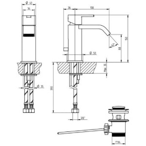 Miscelatore lavabo monoforo con scarico e leva M-Due cromo – Bellosta 2