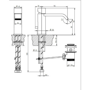 Miscelatore lavabo monoforo bocca prolungata e scarico M-Uno cromo – B 2