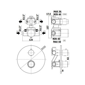Miscelatore incasso doccia termostatico con deviatore 2 vie Light nero 2
