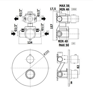 Miscelatore incasso doccia termostatico con deviatore 2 vie Light crom 2