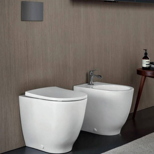 Vaso a terra Rimfree Acanto bianco lucido con sedile - Geberit 2