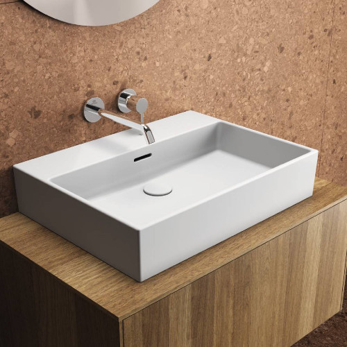 Lavabo da appoggio rettangolare 60x45 cm con troppopieno Extra bianco
