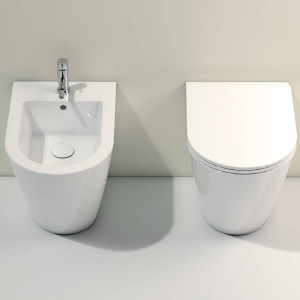 Bidet a Terra Filo Muro Forty3 Bianco Lucido | Ceramica Globo 2