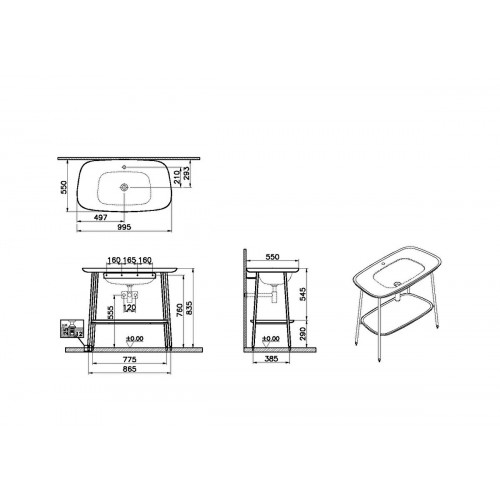 Mobile con lavabo Plural bianco opaco e rovere scura Vitra