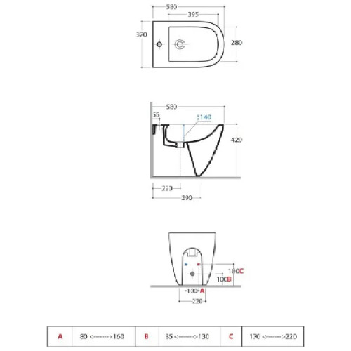 Bidet a Terra Filo Muro Stockholm 58x37 cm Bianco Lucido – Globo