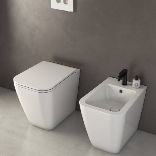 Bidet a Terra Filo Muro Stone Bianco Lucido  Ceramica Globo Meglioalge