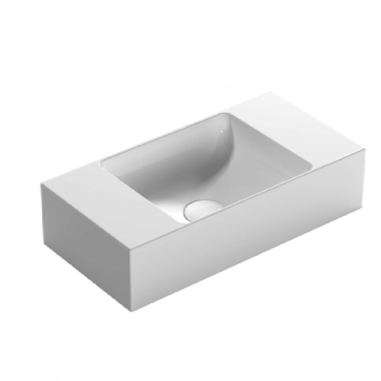 Lavabo da appoggio o sospeso 50x25 cm T-Edge bianco lucido - Globo