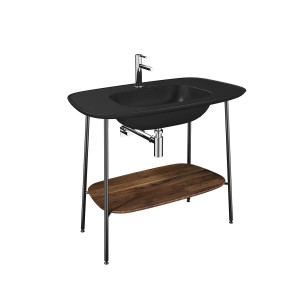 Mobile con lavabo Plural nero opaco e rovere scura Vitra