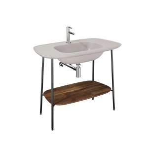 Mobile con lavabo Plural beige opaco e rovere scura Vitra