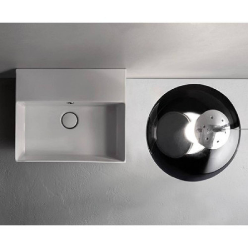 Lavabo sospeso o da appoggio 46x37 cm T-Edge bianco lucido - Globo