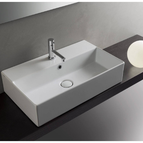 Lavabo sospeso o da appoggio 61x37 cm T-Edge bianco lucido - Globo