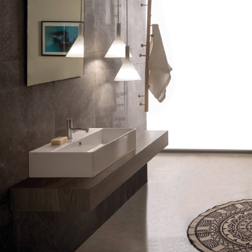 Lavabo da Appoggio/Sospeso 71x37 cm T-Edge Bianco Lucido - Globo