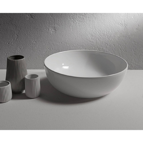 Lavabo tondo da appoggio T-Edge bianco lucido - Globo Design e Qualità