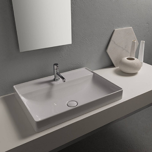 Lavabo da Incasso 61x46 cm T-Edge Bianco Lucido - Globo Design Moderno