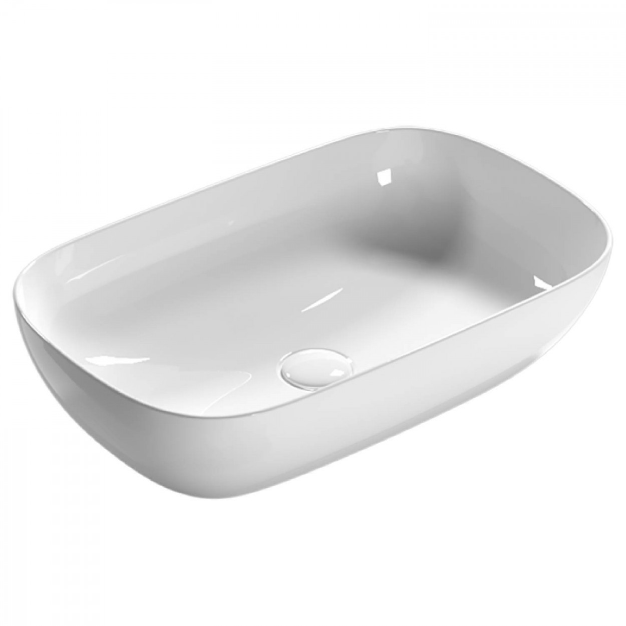 Lavabo da appoggio 60x38 cm T-Edge bianco lucido - Globo