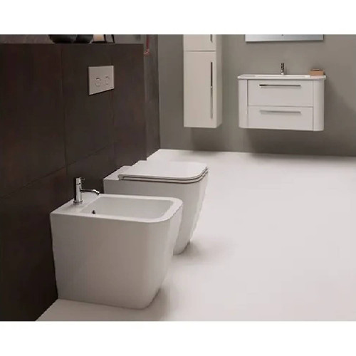 Bidet a terra filo muro 56x36 cm Stone bianco lucido - Globo | Meglioa