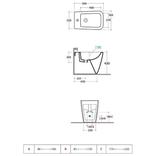 Bidet a terra filo muro 56x36 cm Stone bianco lucido - Globo | Meglioa