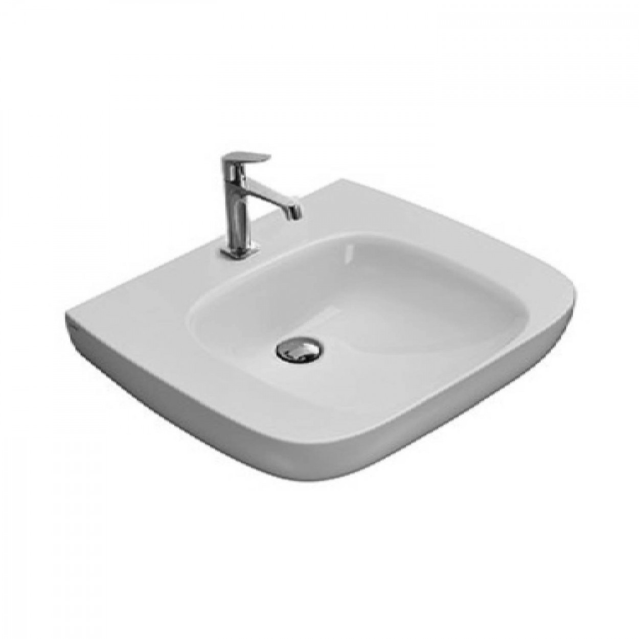 Lavabo sospeso 70x60 cm Argento bianco lucido - Globo