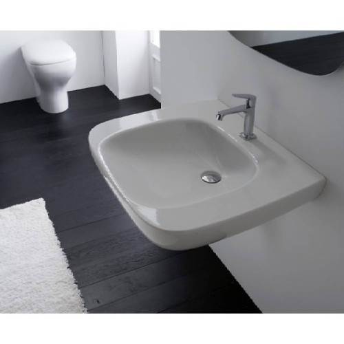 Lavabo sospeso 70x60 cm Argento bianco lucido - Globo | Eleganza e qua
