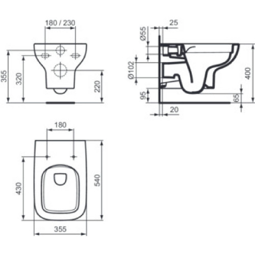 Vaso sospeso Rimless I Life A bianco lucido - Ideal Standard | Meglioa